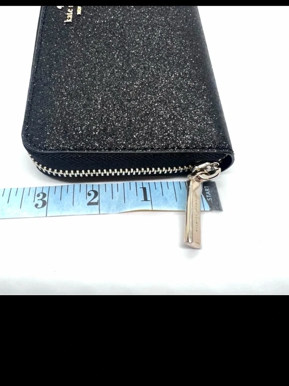 Kate Spade Shimmy Glitter Boxed Large Continental Wallet in black like new